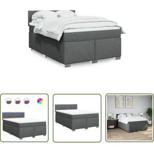 vidaXL Boxspringbett mit Matratze Dunkelgrau 140x200 cm Stoff