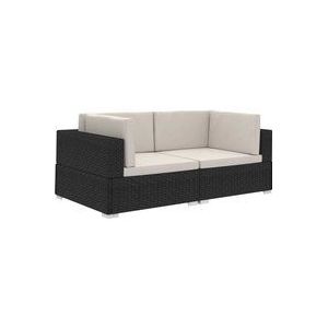 Ecksofas 2 Stk. mit Auflagen Poly Rattan Schwarz Vidaxl