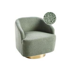 Beliani - Sessel Hellgrün Bouclé Rund mit Drehfunktion Dicker Polsterung Ohne Armlehnen Modern Wohnzimmer Schlafzimmer Flur Ausstattung Sitzmöbel