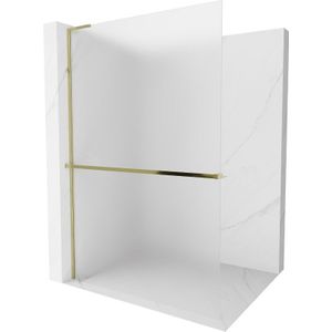 Kioto+ l Duschwand mit Regal Walk-in 90 x 200 cm, matt, gold - Mexen