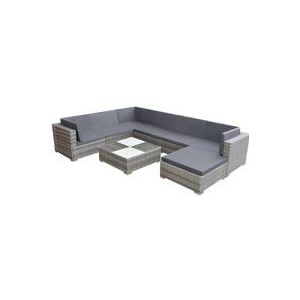 8-tlg. Garten-Lounge-Set mit Auflagen Poly Rattan Grau Vidaxl
