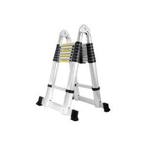 Teleskopleiter Ausziehleiter Klappleiter Stabil Aluminium Stehleiter 2,5m+2,5m Silber ohne haken
