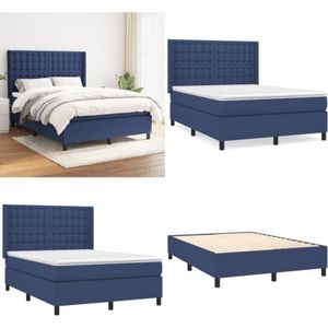 Vidaxl - Boxspringbett mit Matratze Blau 140x200 cm Stoff - Boxspringbett - Doppelbett - Blau - Bettrahmen - Matratze - Home & Living