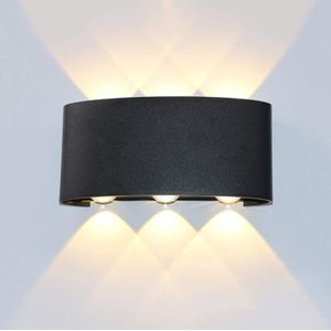 6W LED-Wandleuchte für den Innen- und Außenbereich, Aluminium, wasserdicht, Up-Down-Wandlampe für Schlafzimmer, Wohnzimmer, Küche, Garten, Balkon (6W