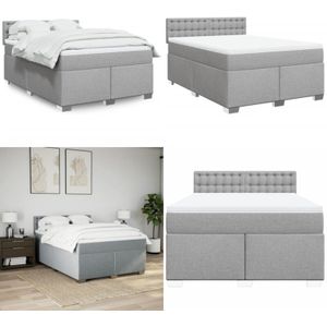 vidaXL Boxspringbett mit Matratze Hellgrau 140x190 cm Stoff