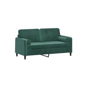 Vidaxl - 2-Sitzer-Sofa mit Zierkissen Dunkelgrün 140 cm Samt