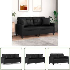 The Living Store - 2-Sitzer-Sofa mit Zierkissen Schwarz 140 cm Kunstleder - Schwarzes Sofa - 2-Sitzer-Sofa - Couchtisch - Wohnzimmersofa - Ledercouch