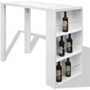 Vidaxl - Bartisch mit Weinregal mdf Hochglanz Weiß