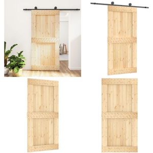Vidaxl - Schiebetür mit Beschlag 100x210 cm Massivholz Kiefer - Holztüre - Schiebetür - Kiefernholztür - Innentür - Moderne Tür - Home & Living