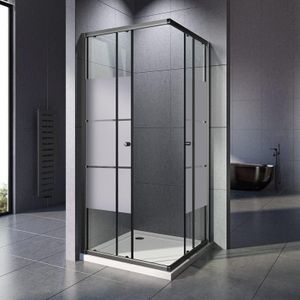 Boromal - Duschkabine 90x90x185cm Eckeinstieg Duschkabine Schiebetür Gestreift Duschabtrennung Doppel Schiebetür 5mm esg Sicherheitsglas
