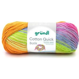 Wolle Cotton Quick Batik 100 g orange-grün-blau-violett Handarbeit - Gründl