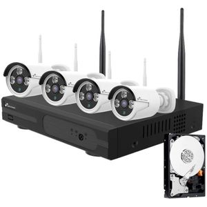 Full hd ip drahtlose videoüberwachung kit 4 kameras 3 mpx wifi hd 320 gb