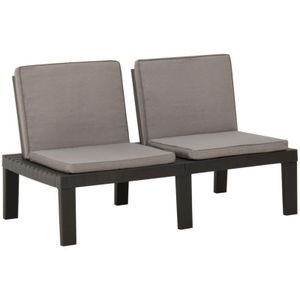 Garten-Lounge-Bank mit Auflagen Kunststoff Grau Vidaxl