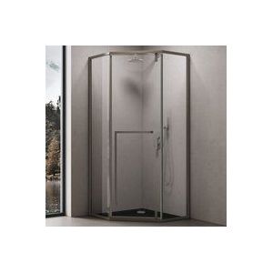 Fünfeckdusche Duschkabine 90x90x200cm Duschabtrennung ESG-Sicherheitsglas Klarglas inkl. Nano-Beschichtung Rahmenkonstruktion aus Edelstahl