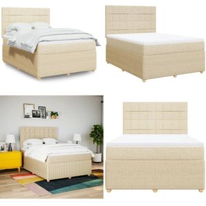 Vidaxl - Boxspringbett mit Matratze Creme 140x190 cm Stoff