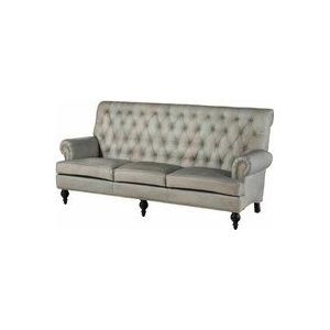 Sofa 3-Sitzer Echtleder 196x84x94 grau chesterfield 207