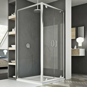 Duschkabine Saloon Klarglas h 185 mod. Sintesi Duo 2 Türen 80x130 Öff. 130 cm