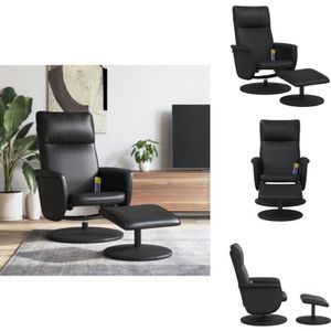 Vidaxl - Massagesessel mit Fußhocker Schwarz Kunstleder - Massage Stuhl - Relaxsessel - Entspannungssessel - Massagesessel Mit Fusshocker - Schwarzes