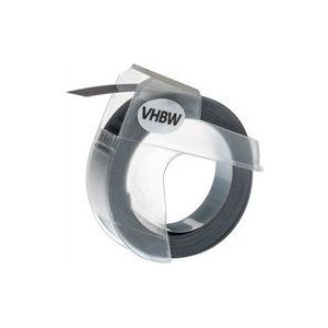 1x 3D Prägeband-Schriftband-Kassette kompatibel mit Dymo 1855, 1880, 747861, 18577, 20008CP Etiketten-Drucker 3m x 9mm Weiß auf Silber - Vhbw