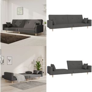 Vidaxl - Schlafsofa 2-Sitzer mit 2 Kissen Dunkelgrau Stoff - Schlafsofa - Tagesbett - Couch - Wohnzimmersofa - Gästezimmer - Home & Living