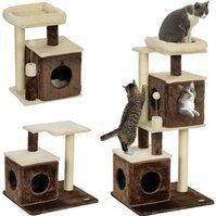 Pawhut - Kratzbaum 107 cm Katzenbaum mit Katzenhöhle, Bett, Spielball, Katzenkratzbaum mit Sisal-Kratzsäulen, für Katzen bis 5 kg, Dunkelbraun