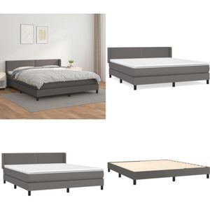 Vidaxl - Boxspringbett mit Matratze Grau 180x200 cm Kunstleder - Boxspringbett - Doppelbett - Bettrahmen - Kunstlederbett - Modernes Bett - Home &