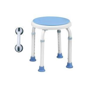 360° Drehbarer Duschhocker Höhenverstellbar Duschstuhl Badehocker Duschhilfe Badhocker Anti-Rutsch mit Saugnapf Haltegriff Badewannengriff