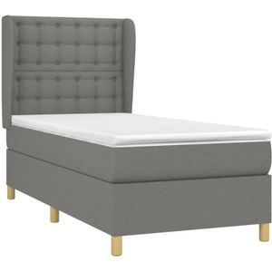 Vidaxl - Boxspringbett mit Matratze Dunkelgrau 90x200 cm Stoff