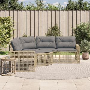 Torana - Gartensofa in L-Form mit Kissen und Fußbank Beige Poly Rattan