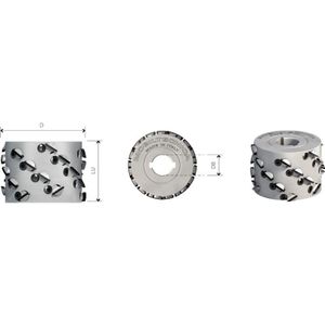 Mtecf028.24 - Kantenband-Fräsen Mit Einsätzen Aus Diamant Pkd H3 Axial 54.9° - Mobiltecnica .24d100 Lu44 Z3+3 Ztot18 Db25 Ax54,9° Li H3