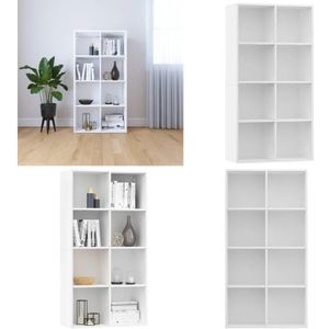 Bücherregal/Sideboard Weiß 66×30×130 cm Holzwerkstoff - Bücherregal - Sideboard - Eichefarbenes Möbel - Weißer Schrank - Holzwerkstoffschrank - Home