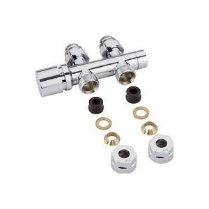 Control - Hahnblock Heizkörperventil Gerade Manuell Chrom inkl. Multiadapter für 12mm Kupferrohre im Set - Hudson Reed