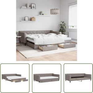 The Living Store - vidaXL Tagesbett Ausziehbar mit Schubladen Taupe 100x200 cm Stoff