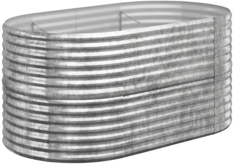 Hochbeet Pulverbeschichteter Stahl 152x80x68 cm Silbern Vidaxl