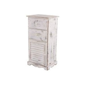 Kommode Schrank, 81x40x32cm, Shabby-Look, Vintage weiß