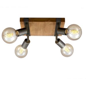 Spotleuchte dreh- und schwenkbar 4x E27 Metall-Holz Gunmetal Briloner