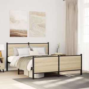 Metallbett ohne Matratze Sonoma-Eiche 160x200 cm
