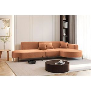 Fun Moebel - Ecksofa Designersofa valencia in Stoff Quelle Ziegelbraun Ottomane Rechts