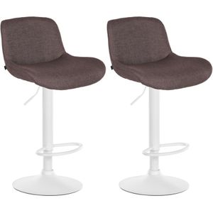 2er Set Barhocker Solon Weiß dunkelbraun Stoff