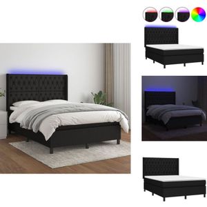 Vidaxl - Boxspringbett mit Matratze & led Schwarz 140x190 cm Stoff - Schlafzimmer Möbel - Boxspringbett - Doppelbett - Bettenrahmen - Lattenrost
