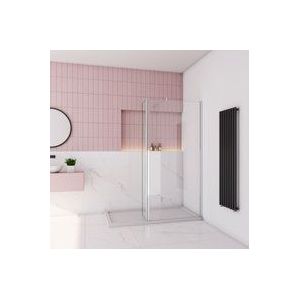 Walk in Duschkabine 70x200cm Duschwand mit 40x200cm Flipper Panel mit 70-120cm flexiblen Stabilisator 10mm Nano-ESG Duschtrennwand
