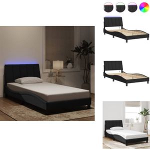 Bettgestell mit LED-Leuchten Schwarz 100x200 cm Samt - Samtsofa - Bettrahmen - Doppelbett - Boxspringbetten - Luxusbett