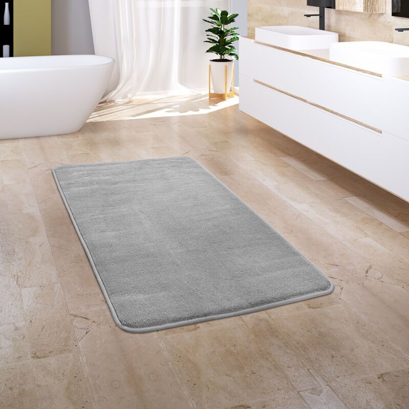 Badezimmerteppich Badematte Badteppich Badvorleger Flauschig Memory Foam 3D 50x80 cm, Grau 3 - Paco Home
