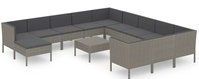 Vidaxl - 13-tlg. Garten-Lounge-Set mit Auflagen Poly Rattan Grau
