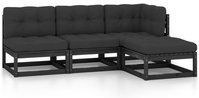 Vidaxl - 4-tlg. Garten-Lounge-Set mit Kissen Massivholz Kiefer