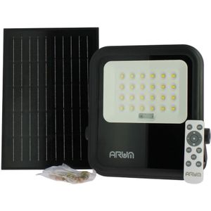Arum Lighting - fernando Solar-Flutlicht, 900 Lumen Eq, 100 w, IP65, 4000 k, mit Solarpanel und Fernbedienung