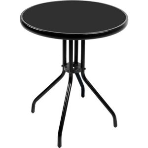 Bistrotisch rund mit Glasplatte Schwarz Ø60xH70cm-DMC330850BB