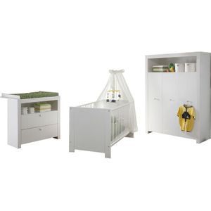 Ebuy24 - Olja Kindermöbelset, Kinderbett, Wickelkommode und 3-türiger Schrank, weiss.