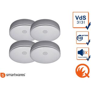 Smartwares - 4er-Set Rauchmelder mit 10 Jahres Lithium Batterie, vds, Q-Siegel