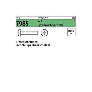 Linsenschraube din 7985 m.Kreuzschlitz-PH m 3 x 14 -h 4.8 galvanisch verzinkt